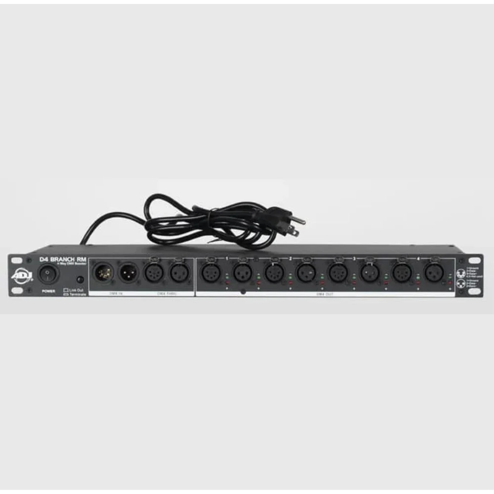 American DJ D4 Branch RM 4-Way DMX Distributor/Booster - Image 4