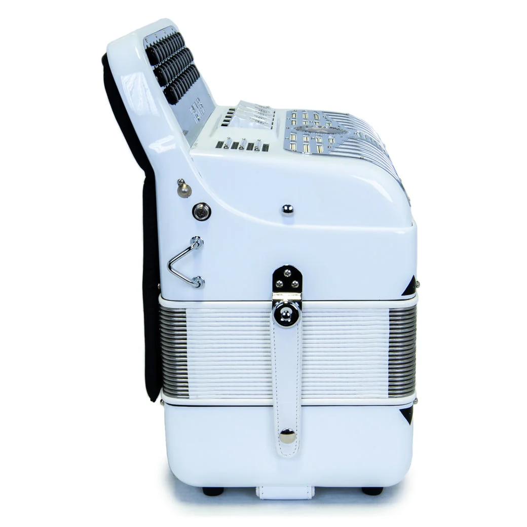 Anacleto El Italiano III Accordion Ultra Compact Accordion 5 Switches FBE White with Chrome Design - Image 4