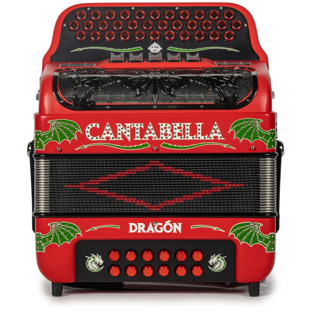 Cantabella Dragon Accordion 5 Switch EAD Matte Red with White and Green - Image 3