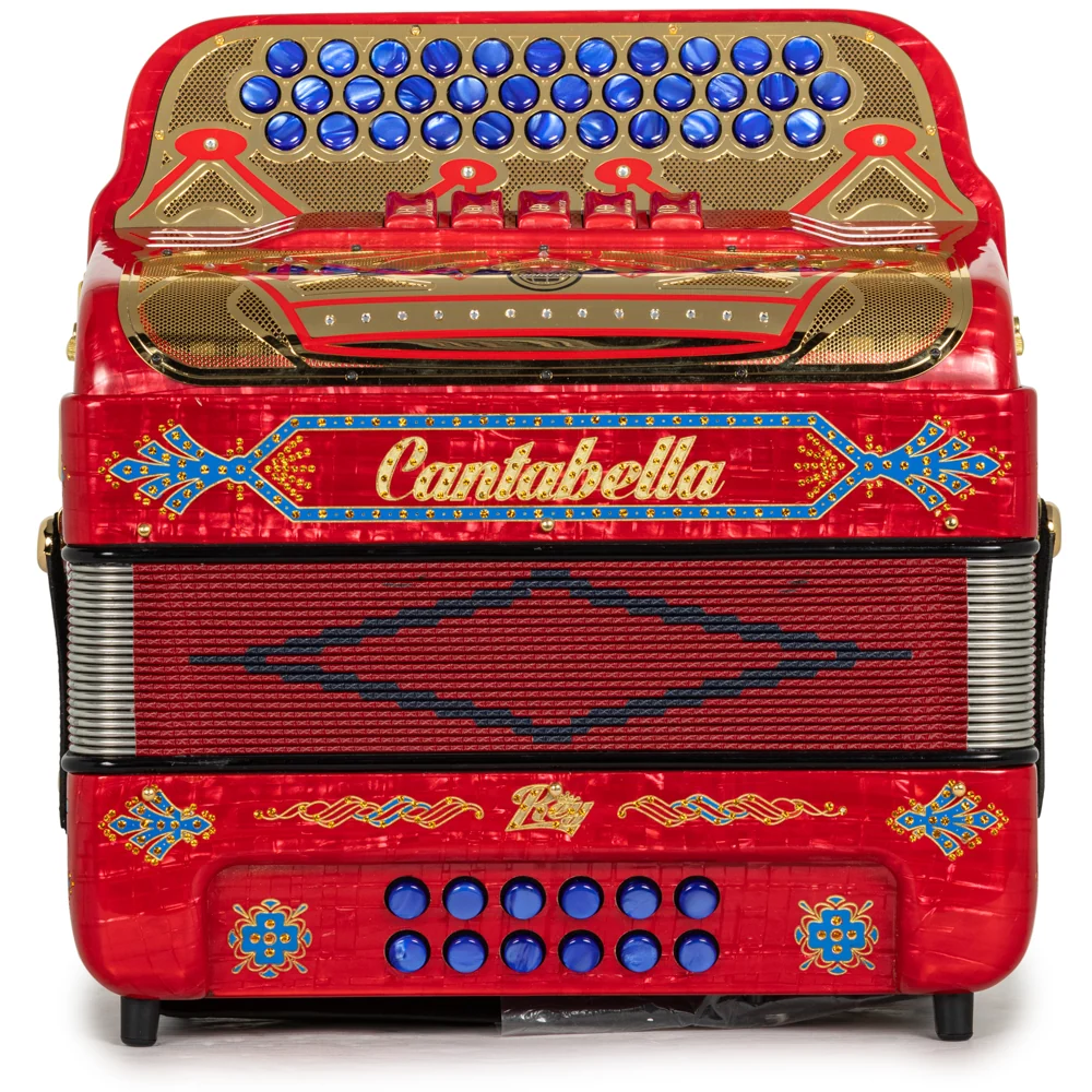 Cantabella Rey II 5 Switch EAD Celluloid Red Metal with Gold and Blue Accessories - Image 3