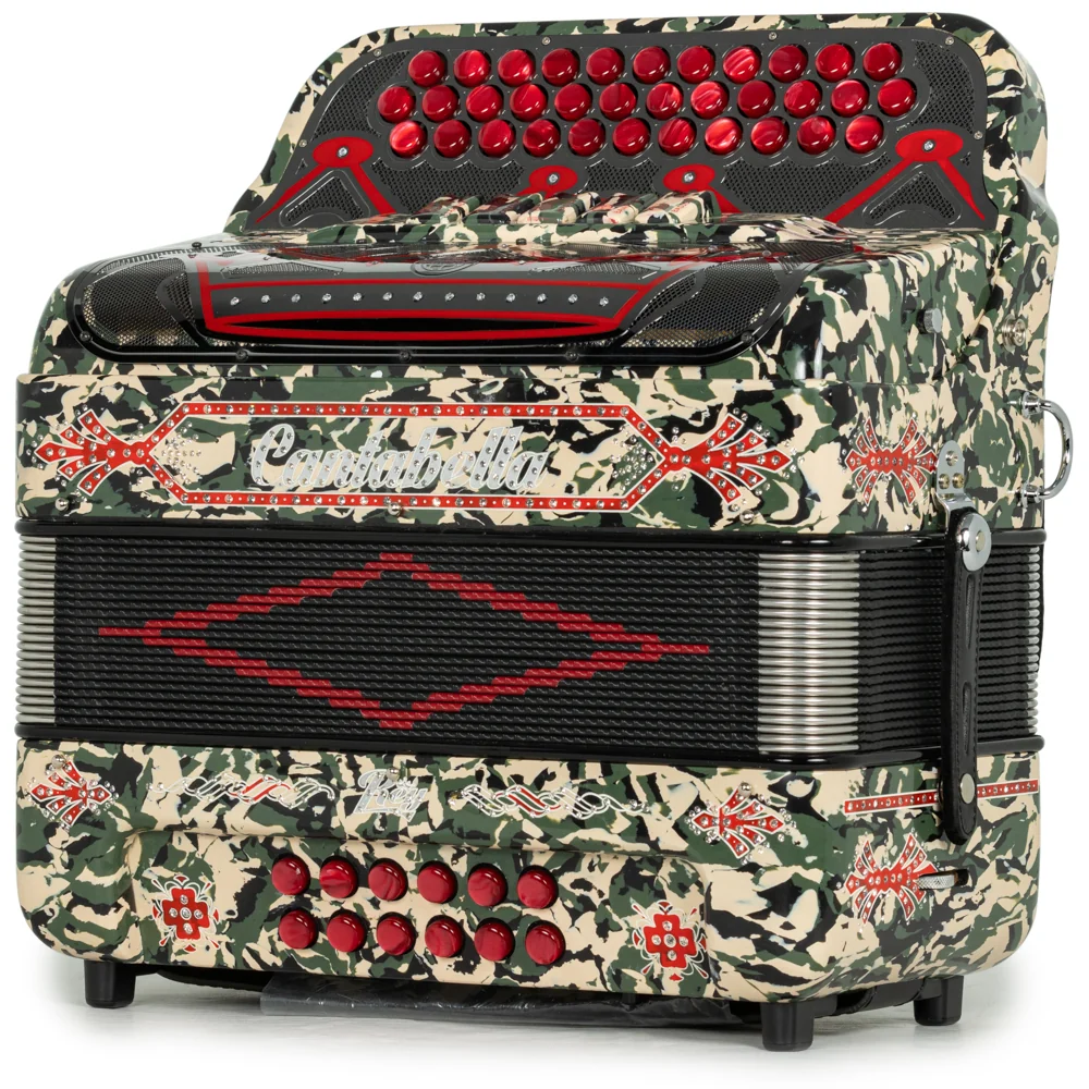 Cantabella Rey II 5 Switch FBE Celluloid Military Camo with Red Buttons - Image 2