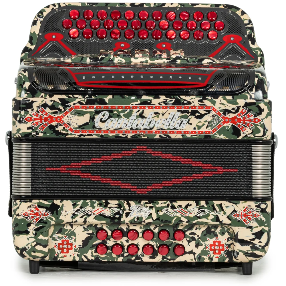Cantabella Rey II 5 Switch FBE Celluloid Military Camo with Red Buttons - Image 3