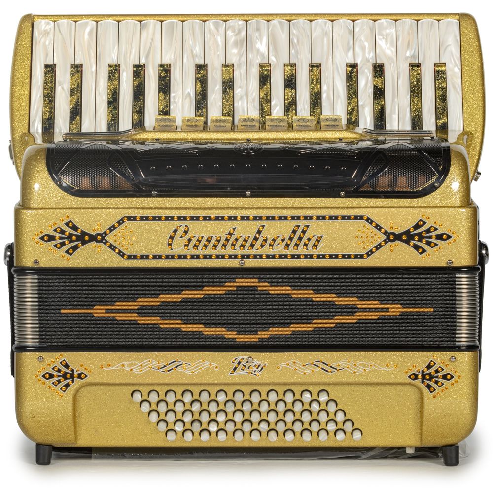 Cantabella Rey Piano Accordion 7 Switch Gold Glitter with Black - Image 3