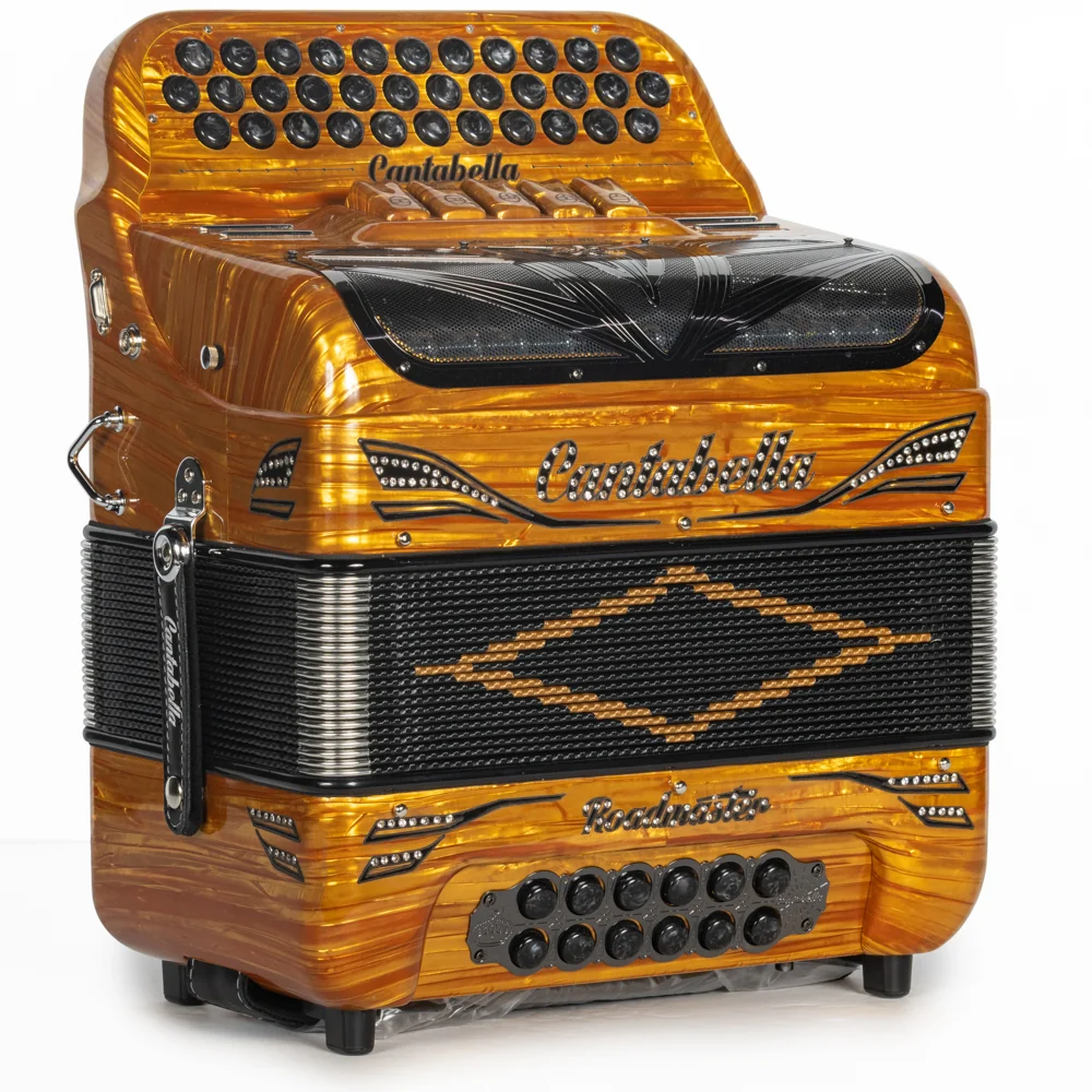Cantabella Roadmaster Accordion 5 Switch GCF Celluloid Golden Wood with Painted Fretboard - Image 4