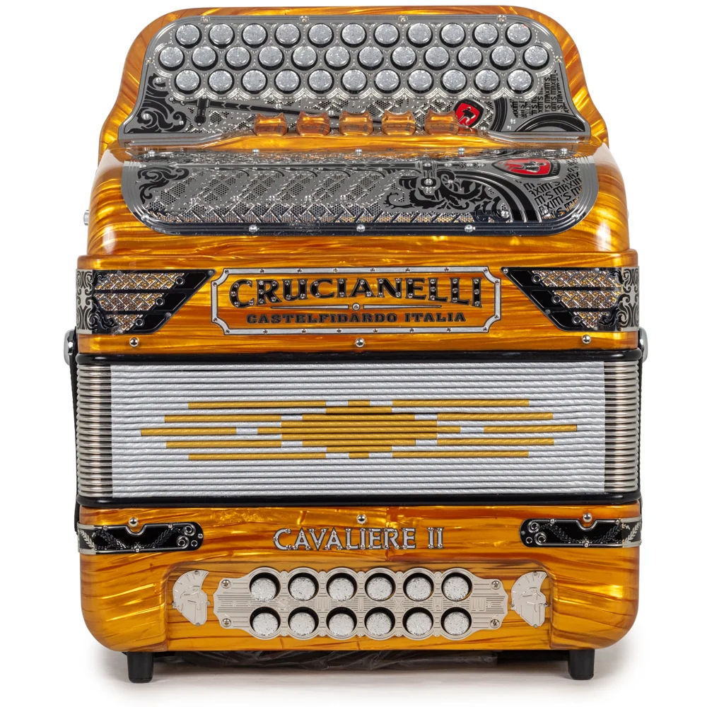 Crucianelli Cavaliere II 5 Switch FBE Ultra Compact Accordion in Celluloid Wood with Black Accessories - Image 3