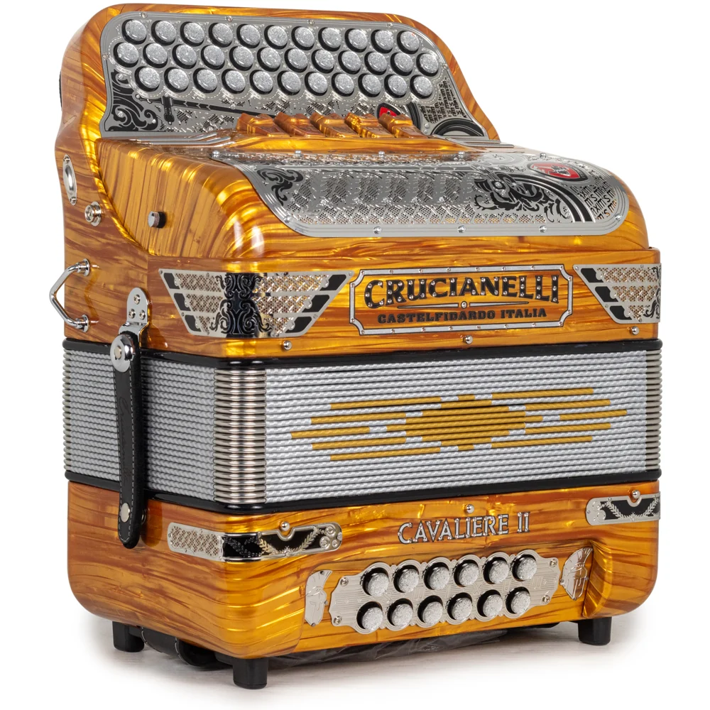Crucianelli Cavaliere II 5 Switch FBE Ultra Compact Accordion in Celluloid Wood with Black Accessories - Image 4