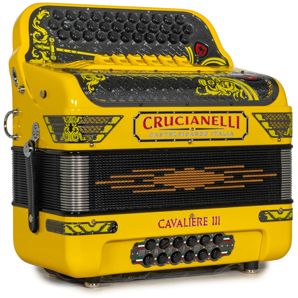 Crucianelli Cavaliere III 6 Switch FBE-EAD Accordion in Yellow with Red Details - Image 4