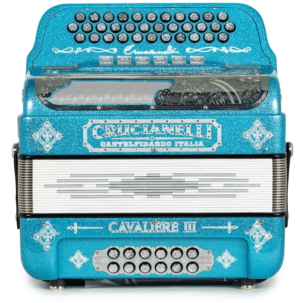 Crucianelli Cavaliere III 6 Switch 2-Tone FBE-EAD Accordion in Light Blue Glitter with Silver - Image 3