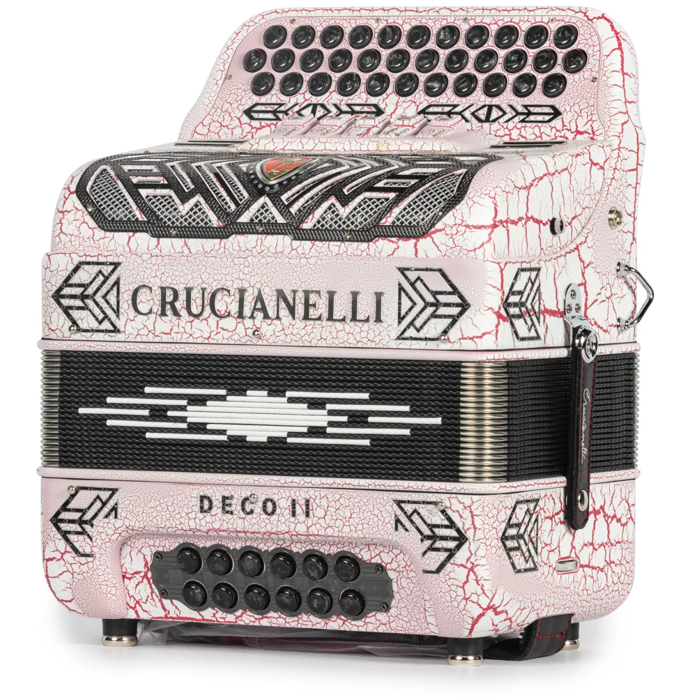 Crucianelli Deco II 5 Switch EAD Accordion Crackled White and Pink - Image 2