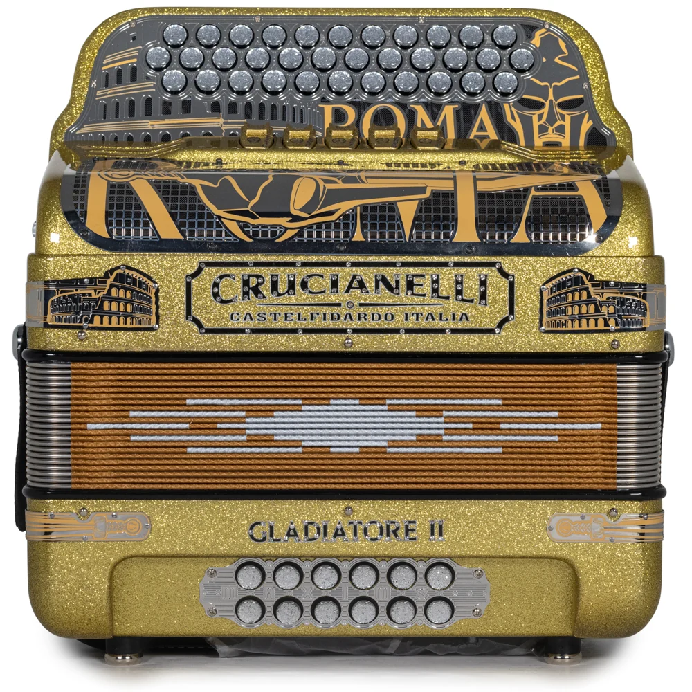 Crucianelli Gladiator II 5 Switch EAD Accordion in Gold Glitter with Black Details - Image 3