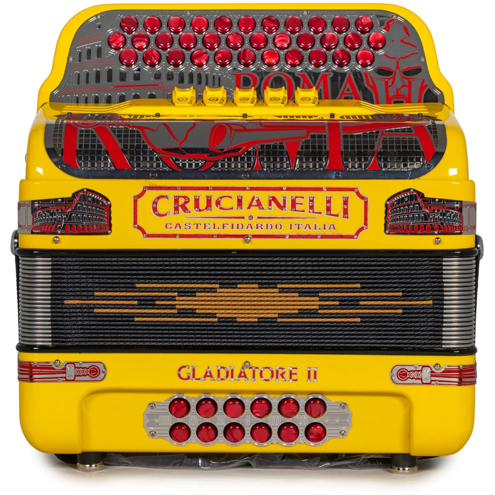 Crucianelli Gladiator II 5 Switch FBE Accordion in Yellow with Red Details - Image 3