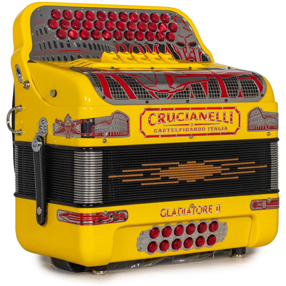 Crucianelli Gladiator II 5 Switch FBE Accordion in Yellow with Red Details - Image 4