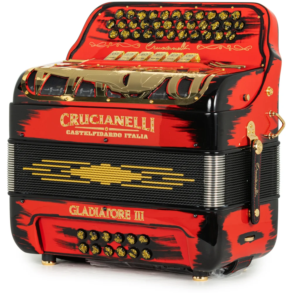 Crucianelli Gladiator III 6 Switch 2-Tone FBE-EAD Accordion in Cartoon Red with Gold - Image 2