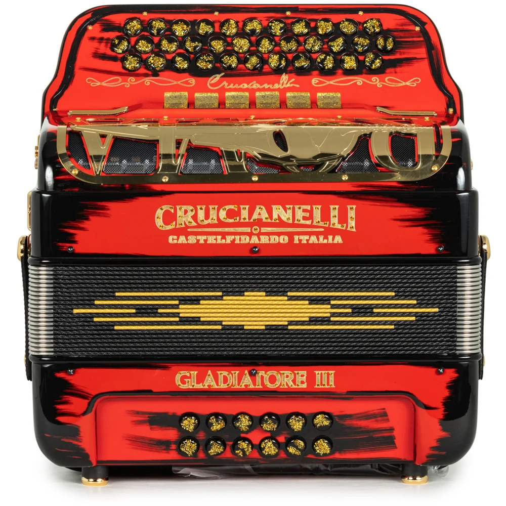 Crucianelli Gladiator III 6 Switch 2-Tone FBE-EAD Accordion in Cartoon Red with Gold - Image 3