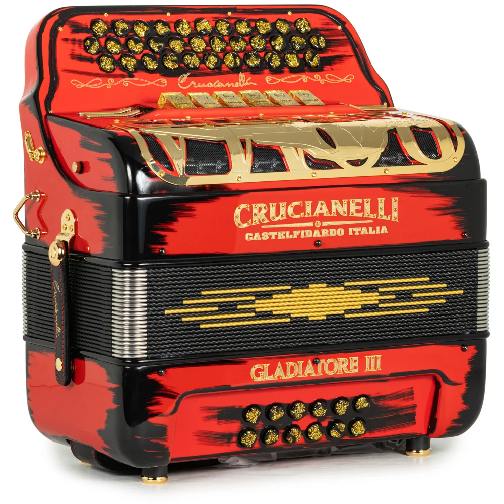 Crucianelli Gladiator III 6 Switch 2-Tone FBE-EAD Accordion in Cartoon Red with Gold - Image 4