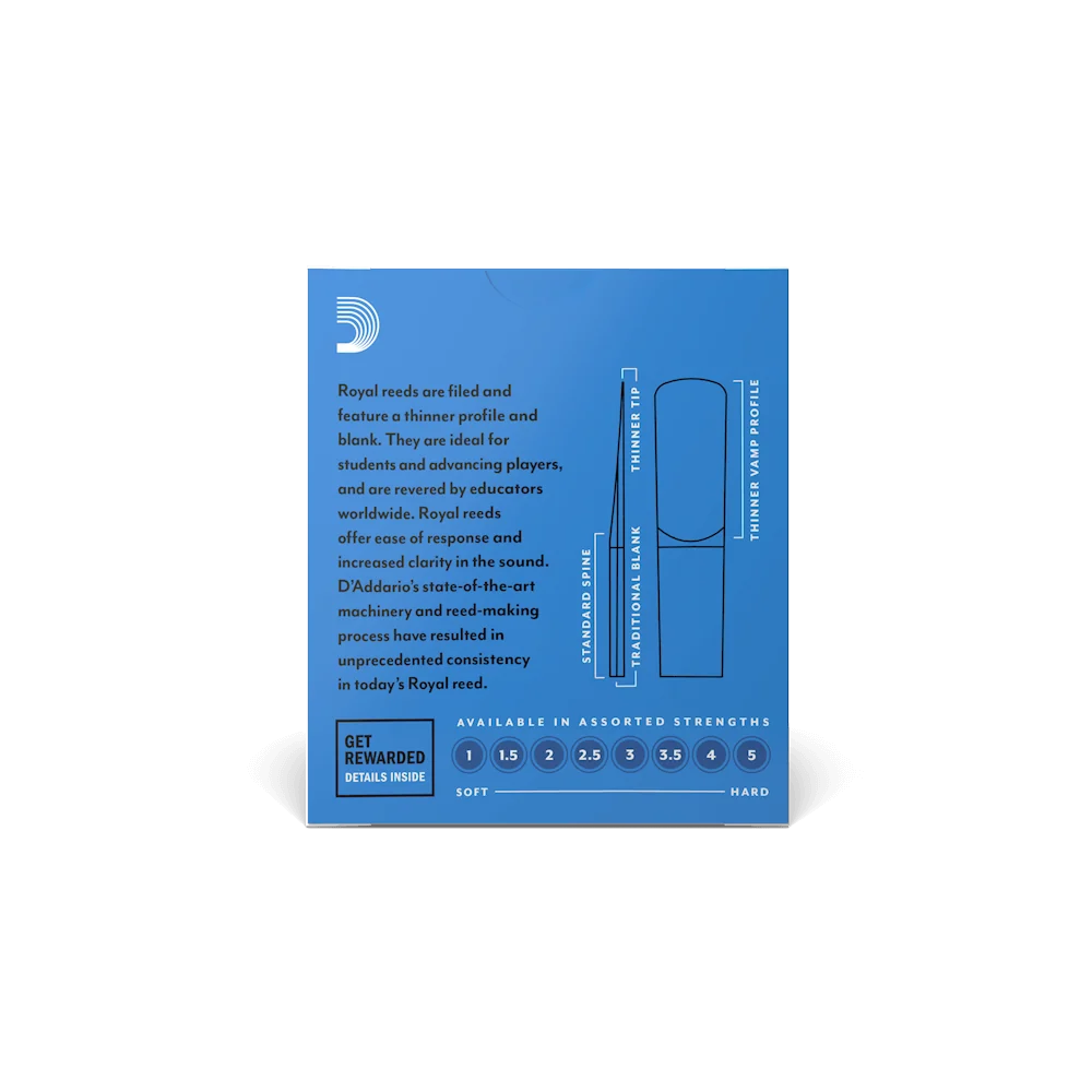 D'Addario Royal by D'Addario Alto Saxophone Reeds Strength 2.5, 10-Pack - Image 3