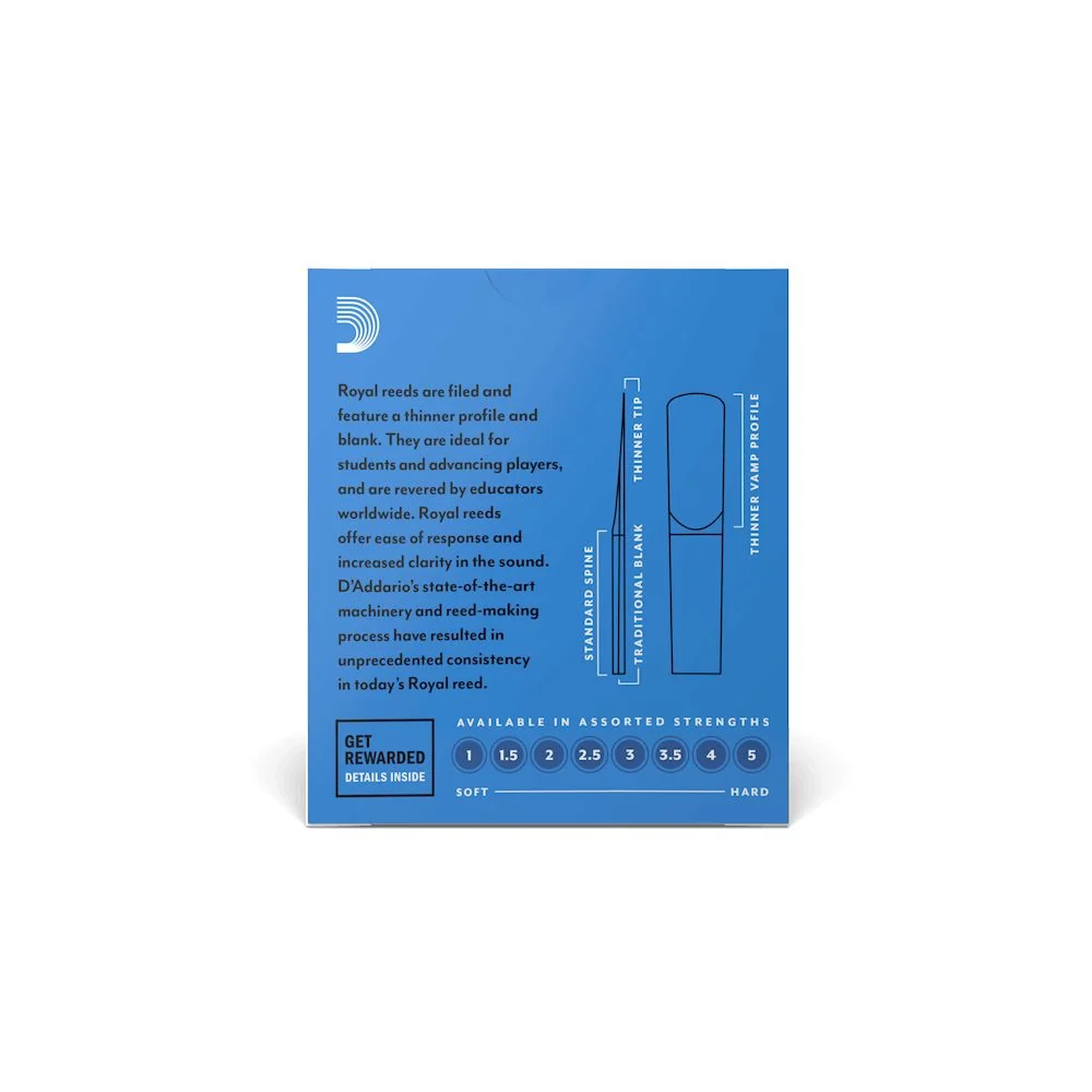D'Addario Royal by D'Addario Bb Clarinet Reeds Strength 2.5, 10-Pack - Image 3
