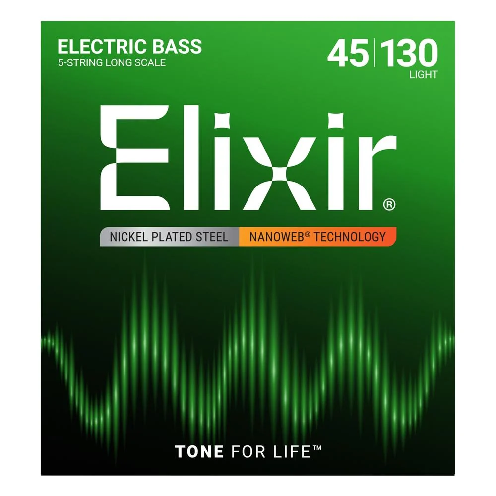 Elixir Nickel Plated Steel 5-String Electric Bass w/Nanoweb Coating G.045-.130