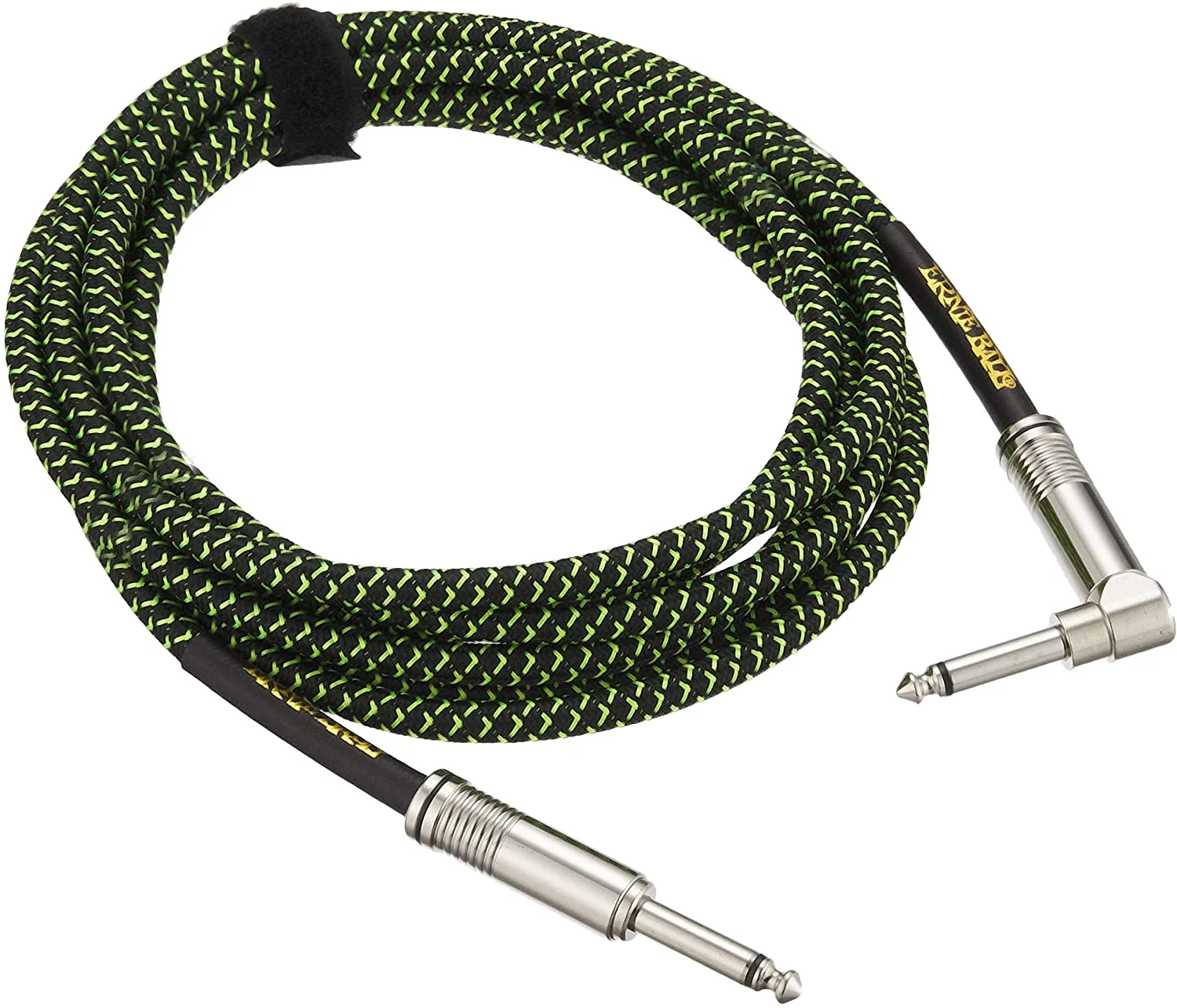 Ernie Ball P06077 Braided Straight to Right Angle -10 foot Black/Green - Image 3
