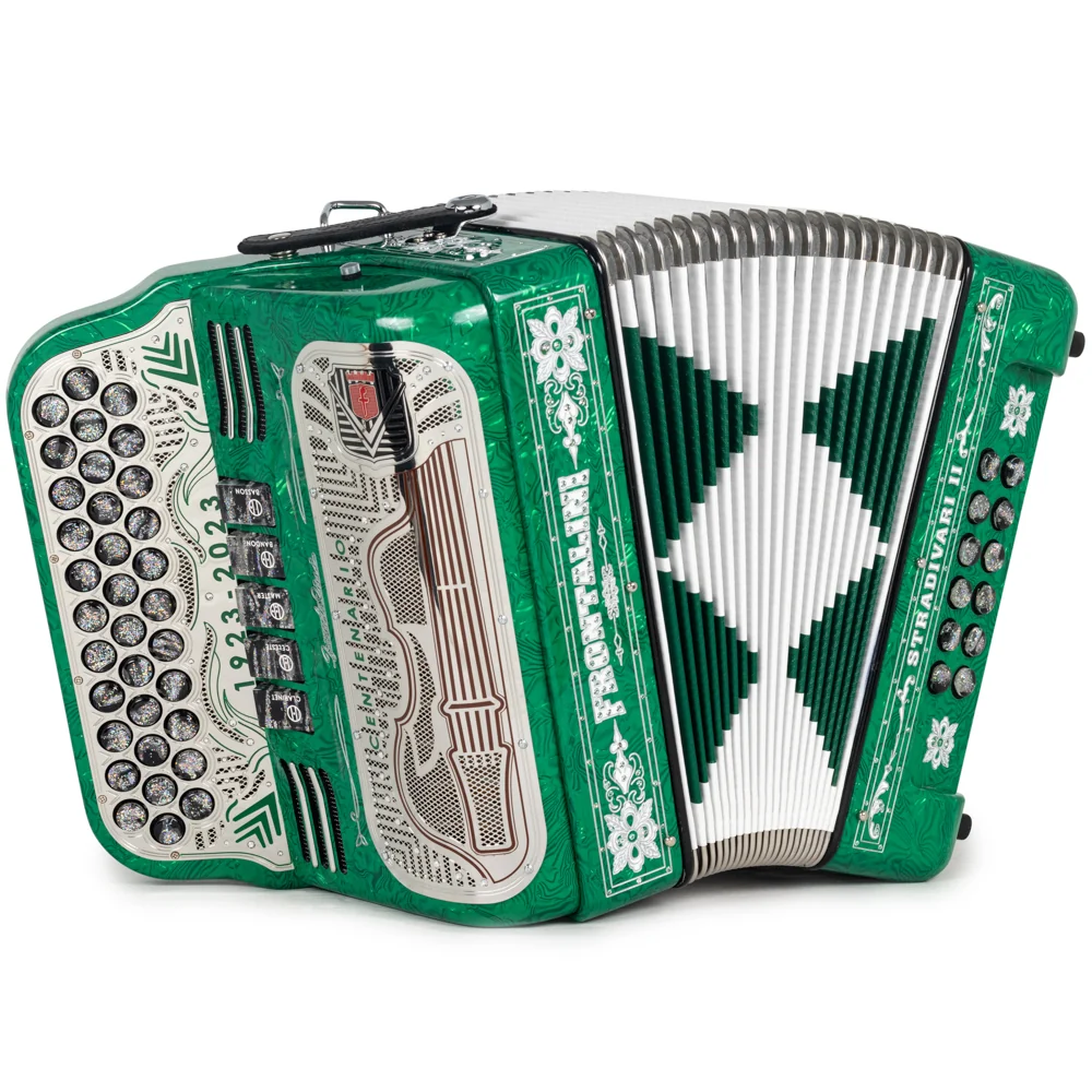 Frontalini Stradivari II 5 Switch FBE Accordion in Green with White Details
