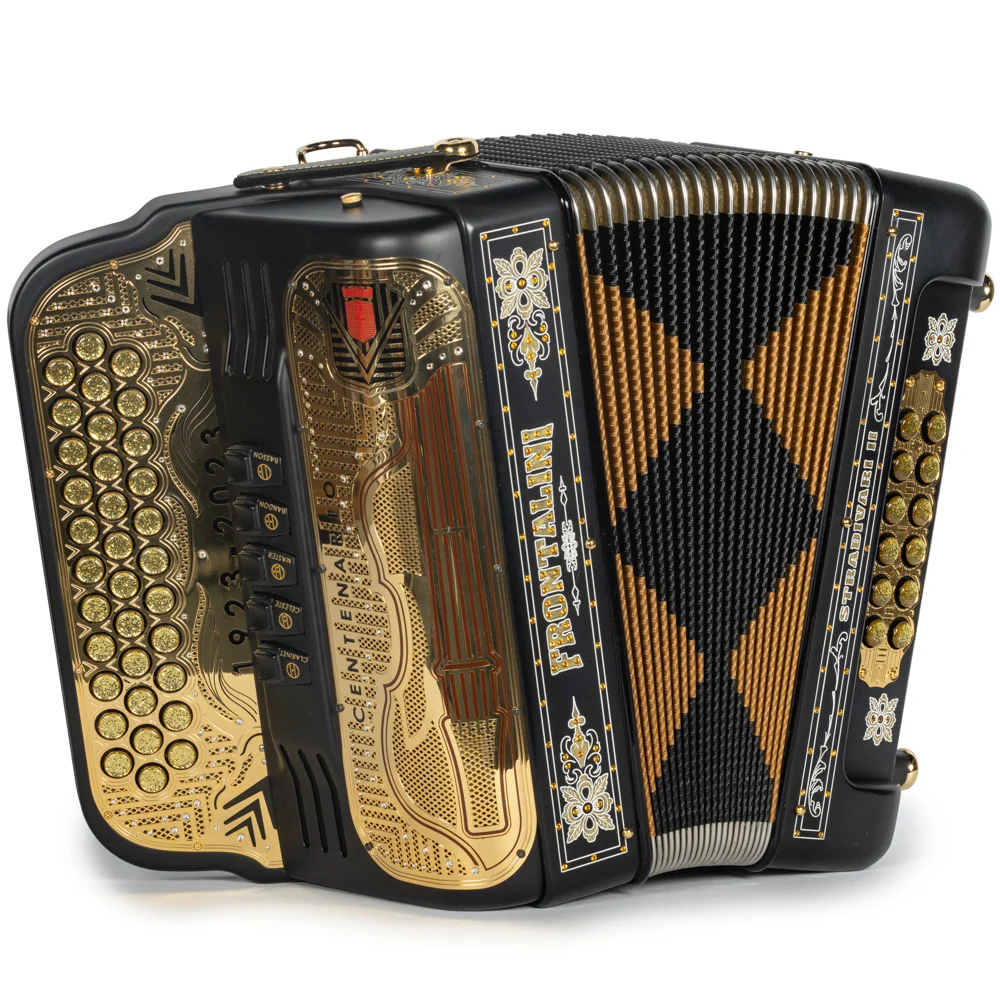 Frontalini Stradivari II 5 Switch FBE Accordion in Matte Black and Gold