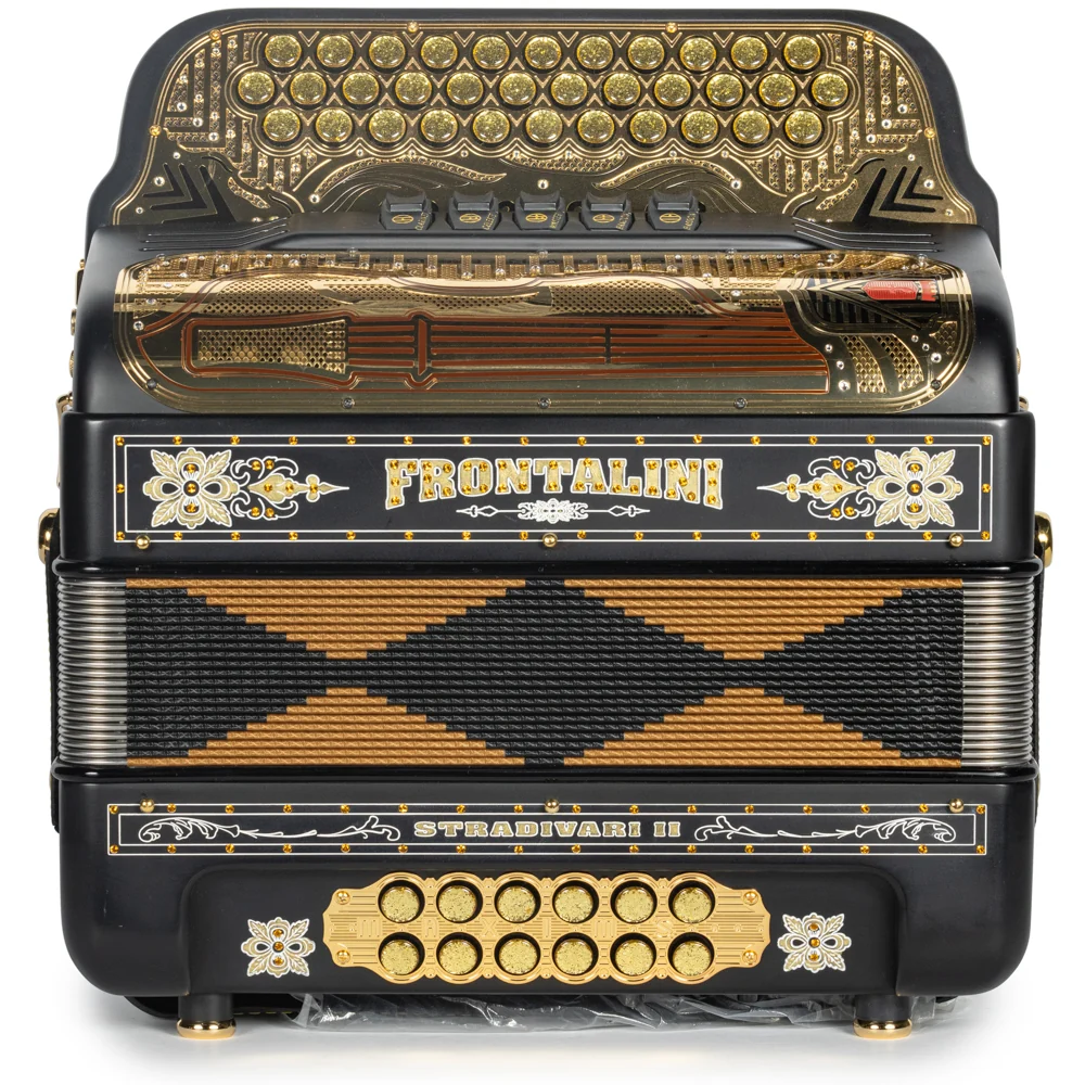 Frontalini Stradivari II 5 Switch FBE Accordion in Matte Black and Gold - Image 3