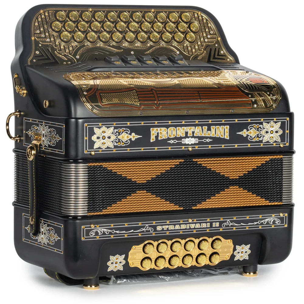 Frontalini Stradivari II 5 Switch FBE Accordion in Matte Black and Gold - Image 4