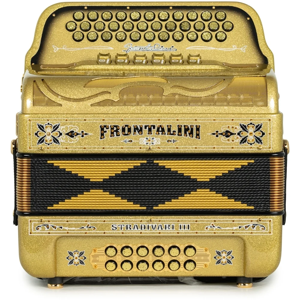 Frontalini Stradivari III 6 Switch 2-Tone FBE-EAD Accordion Golden Glitter with Black - Image 3