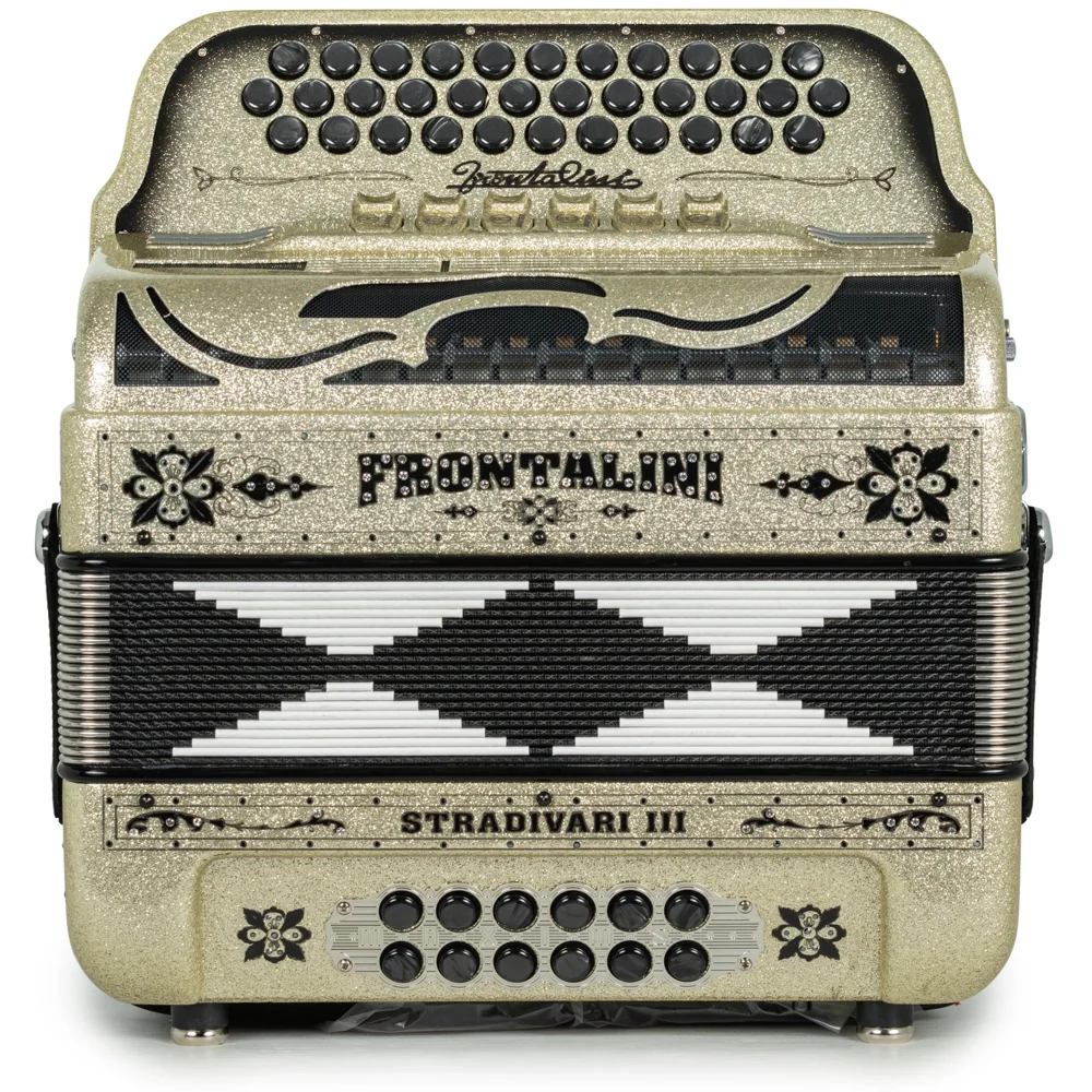 Frontalini Stradivari III 6 Switch 2-Tone FBE-EAD Accordion Golden Sand with Black - Image 3