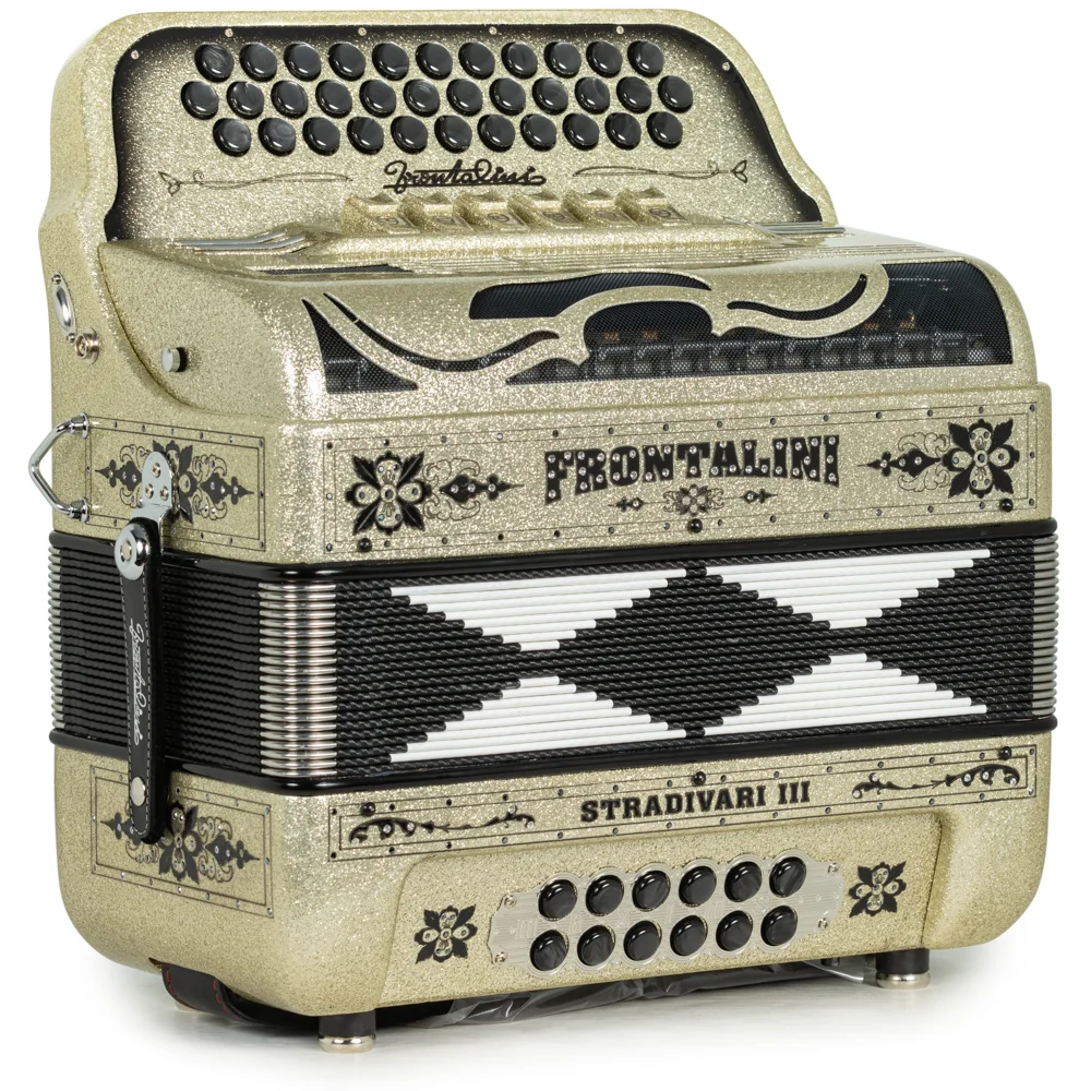 Frontalini Stradivari III 6 Switch 2-Tone FBE-EAD Accordion Golden Sand with Black - Image 4