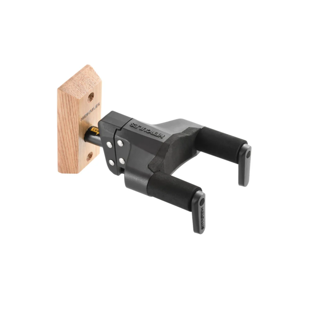 Hercules GSP38WBPLUS Auto Grip Wall Mount Guitar Hanger W/ Wood Base, Short Arm
