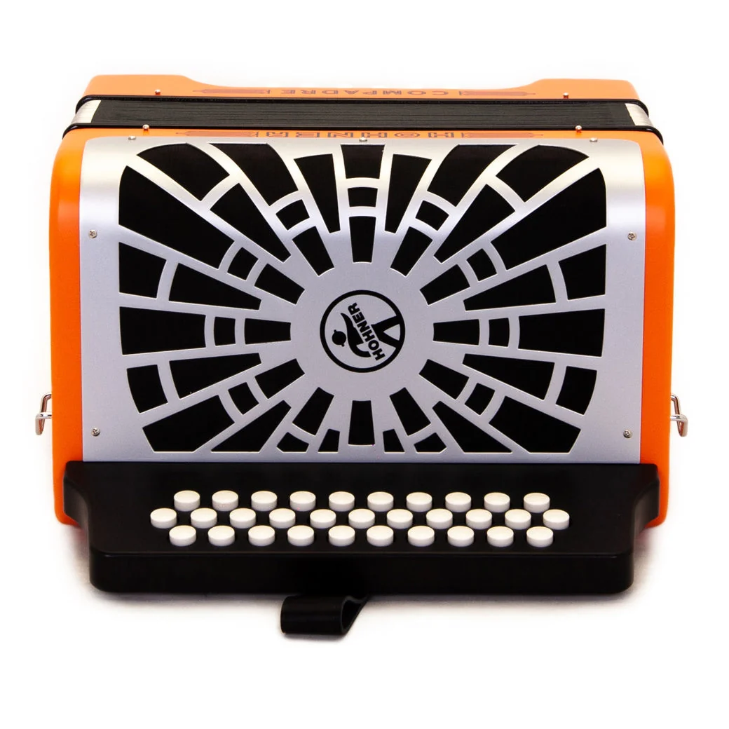Hohner Compadre Accordion FBE Orange with Matte Gray Grill - Image 6