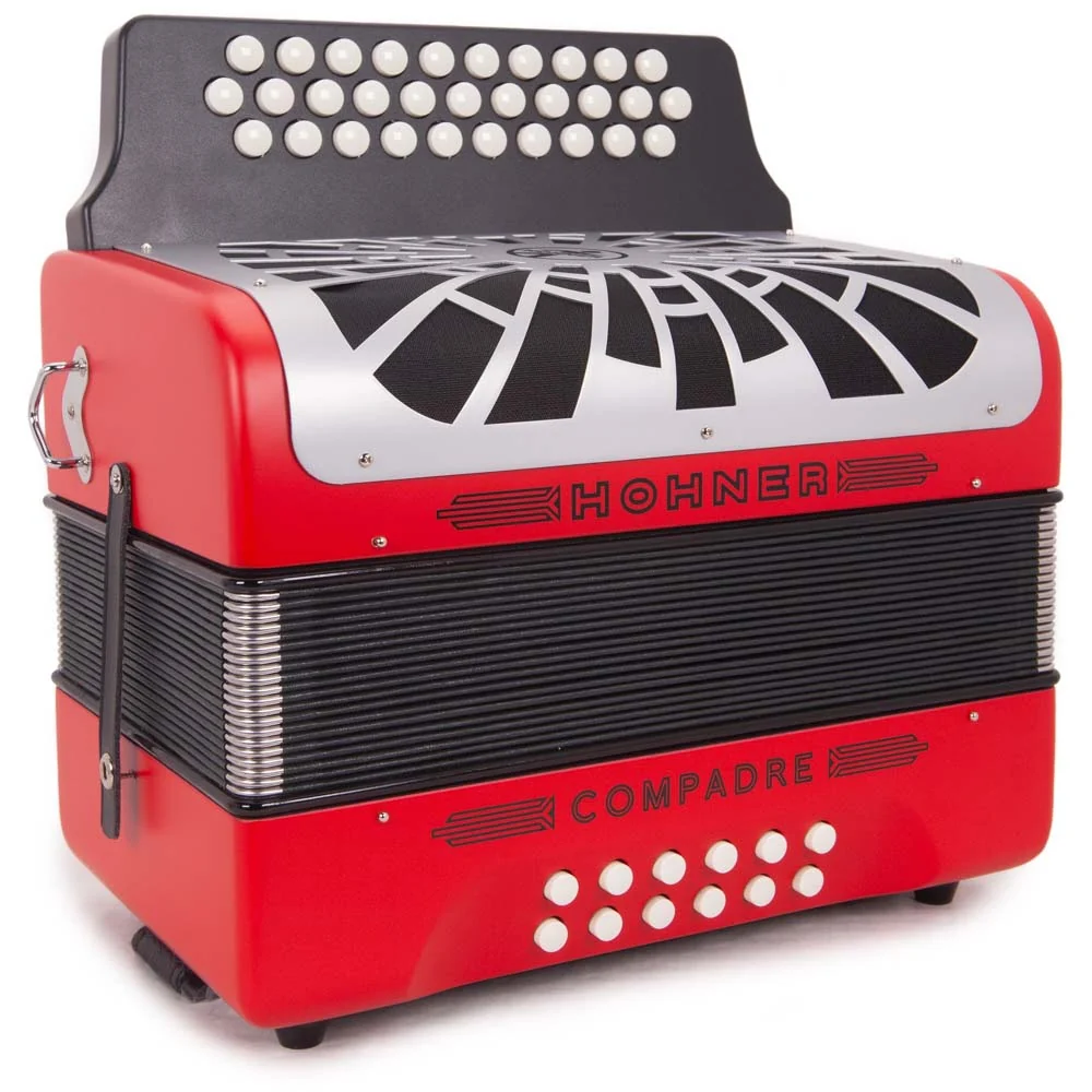 Hohner Compadre Accordion GCF Matte Red with Gray - Image 4