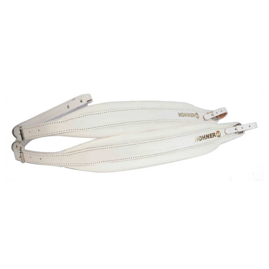 Hohner Accordion Straps White Leather - Image 3