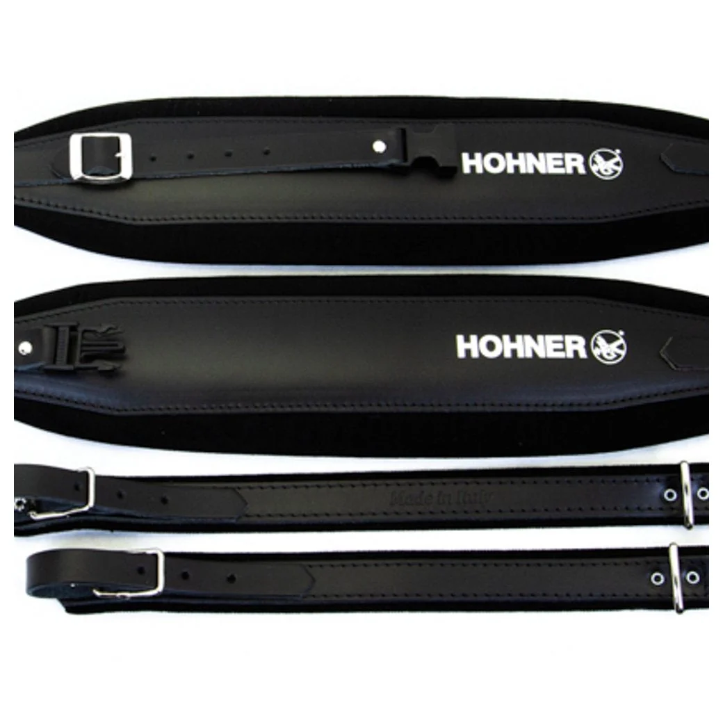 Hohner Extra Large Accordion Straps Black on Black Leather and Velvet - Image 4