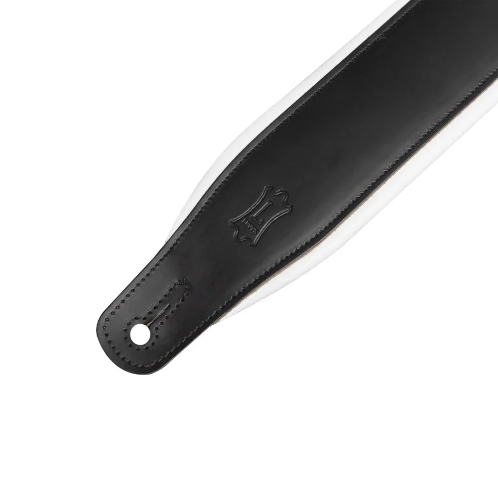 Levy Amped Leather Series Guitar Strap in Black and White - Image 5