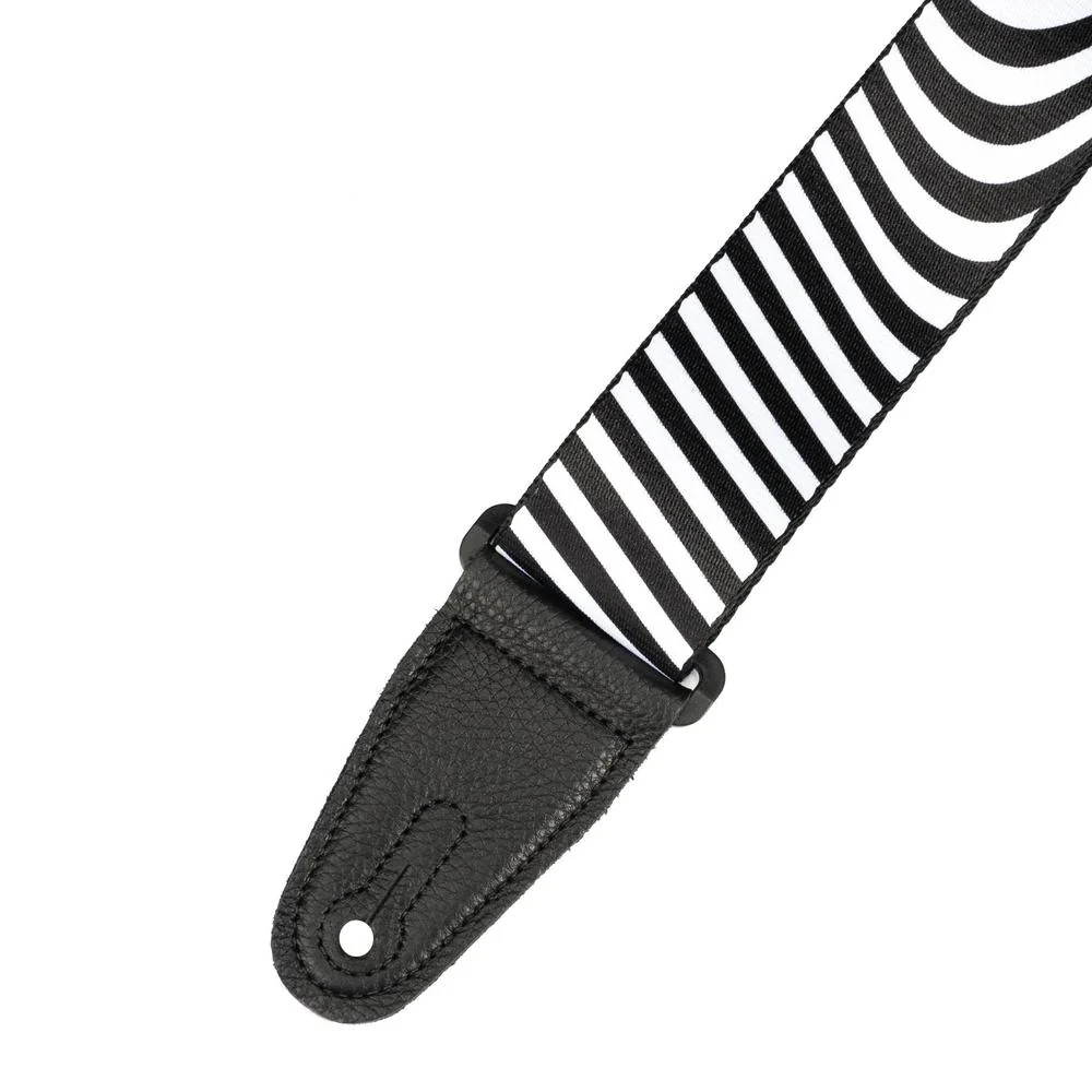 Levy Optical Illusion Series Poly Guitar Strap in Black and White Wormhole - Image 3