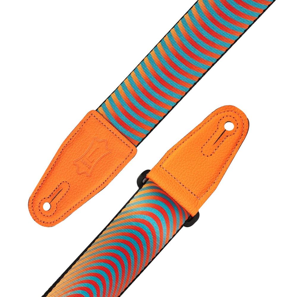 Levy Optical Illusion Series Poly Guitar Strap in Orange Sonic Boom - Image 4