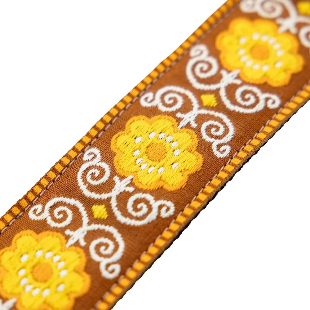 Levy Original Hootenanny Series Jacquard Weave Guitar Strap in Yellow Flower - Image 3