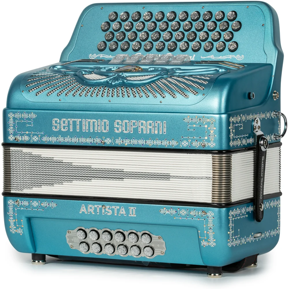 Settimio Soprani Artista II 5 Switch 4 Rows Accordion EAD Matte Light Blue with Silver - Image 2