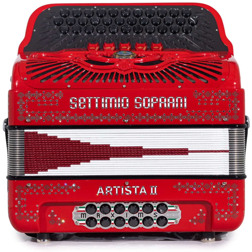 Settimio Soprani Artista II 5 Switch Accordion EAD Red with Silver - Image 3