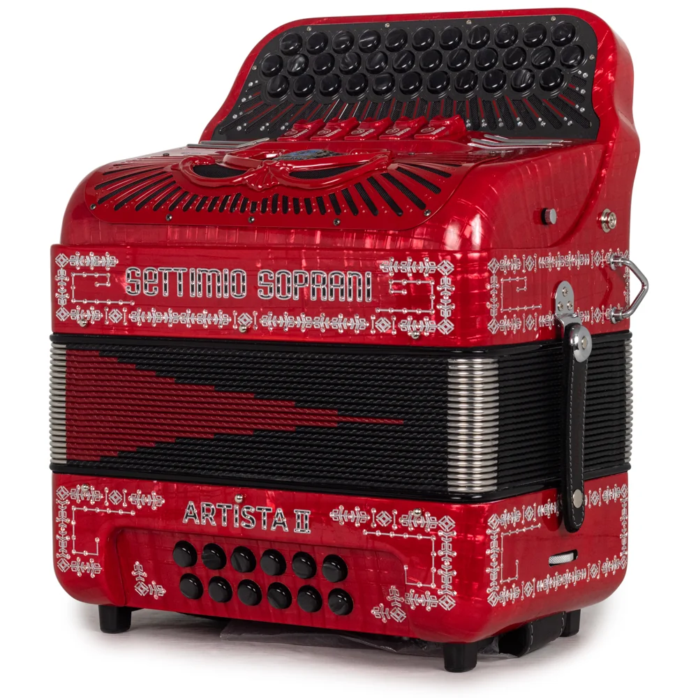 Settimio Soprani Artista II Ultra Compact 5 Switch Accordion FBE Celluloid Red with Black - Image 2