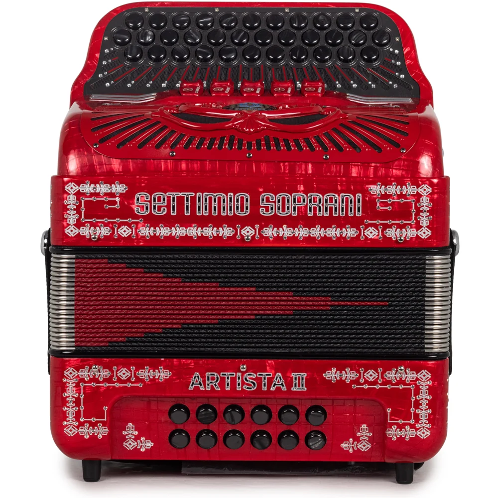 Settimio Soprani Artista II Ultra Compact 5 Switch Accordion FBE Celluloid Red with Black - Image 3