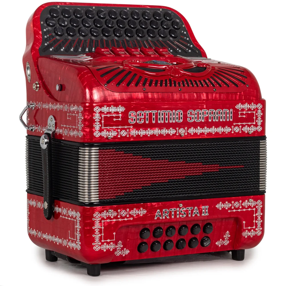 Settimio Soprani Artista II Ultra Compact 5 Switch Accordion FBE Celluloid Red with Black - Image 4