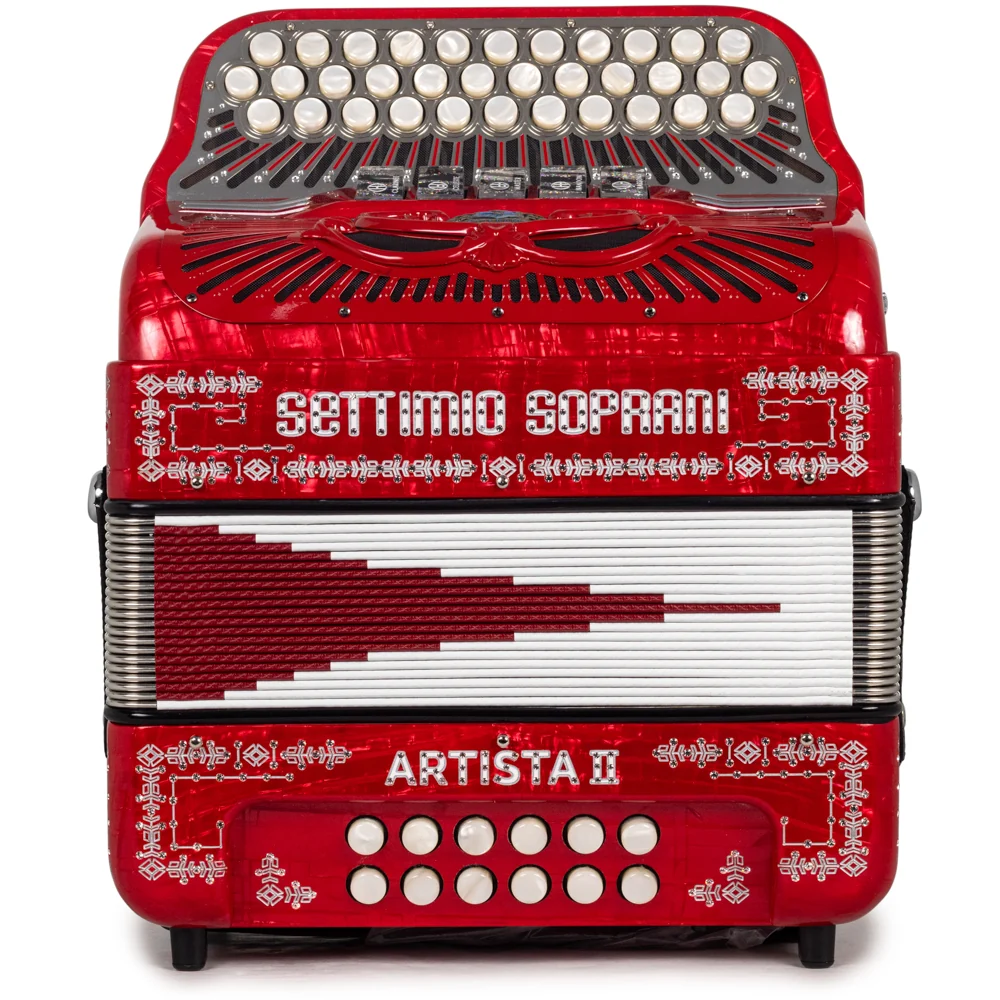 Settimio Soprani Artista II Ultra Compact 5 Switch Accordion FBE Celluloid Red with Silver - Image 3