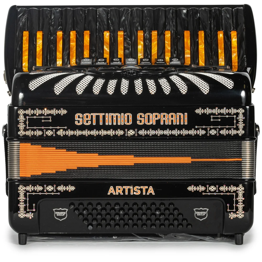 Settimio Soprani Artista Piano Accordion 7 Black with Orange - Image 3