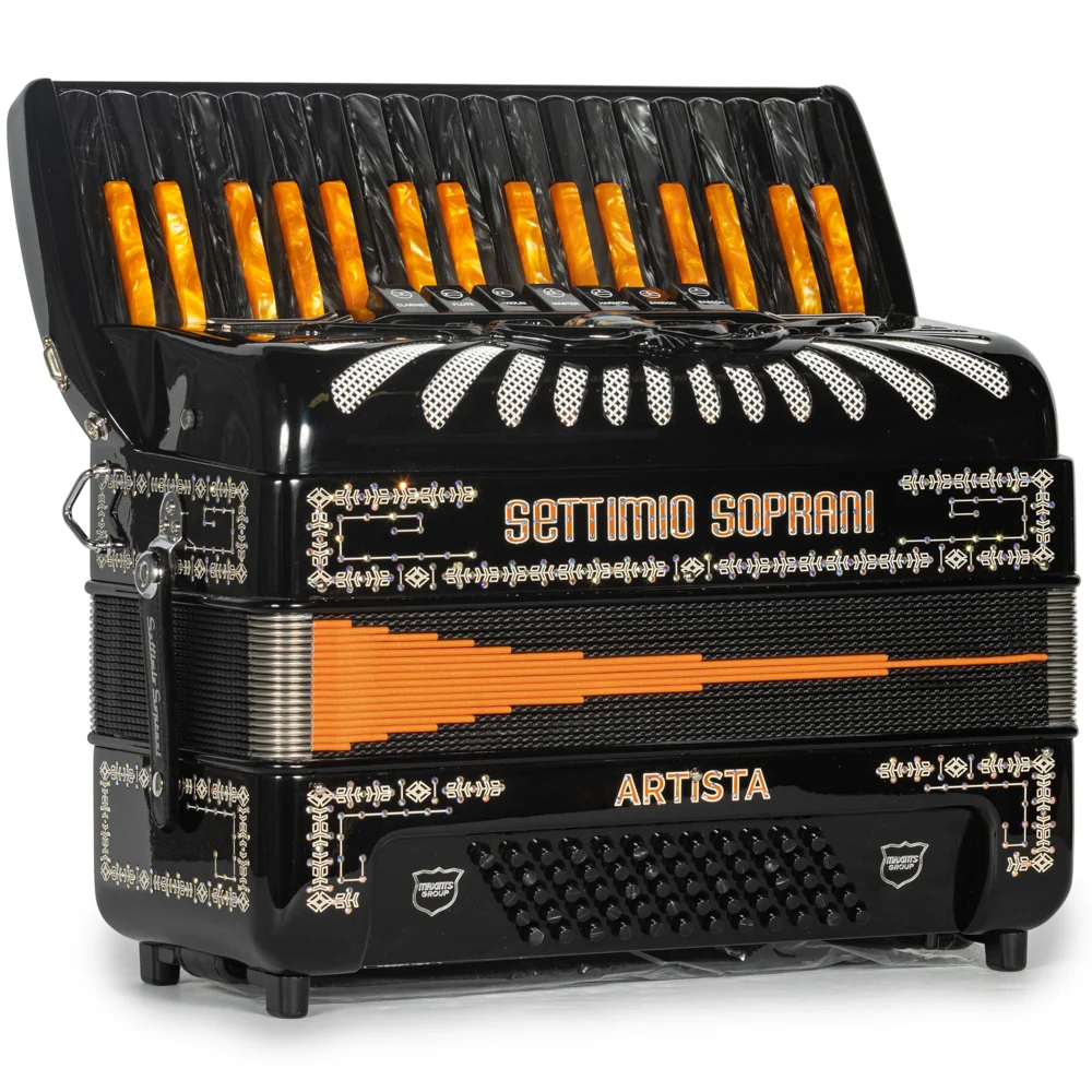 Settimio Soprani Artista Piano Accordion 7 Black with Orange - Image 4