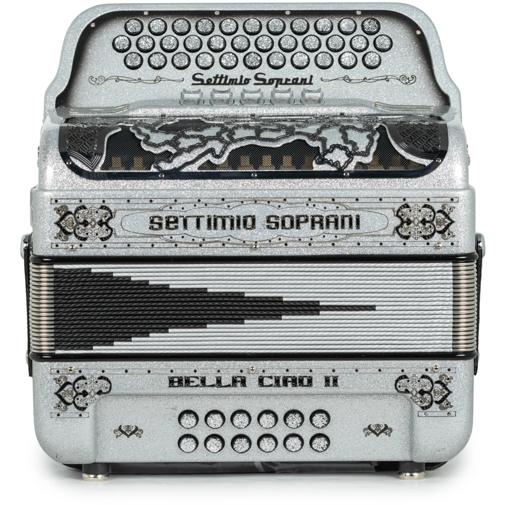 Settimio Soprani Bella Ciao II 5 Switch Accordion FBE in Silver Glitter with Black - Image 3