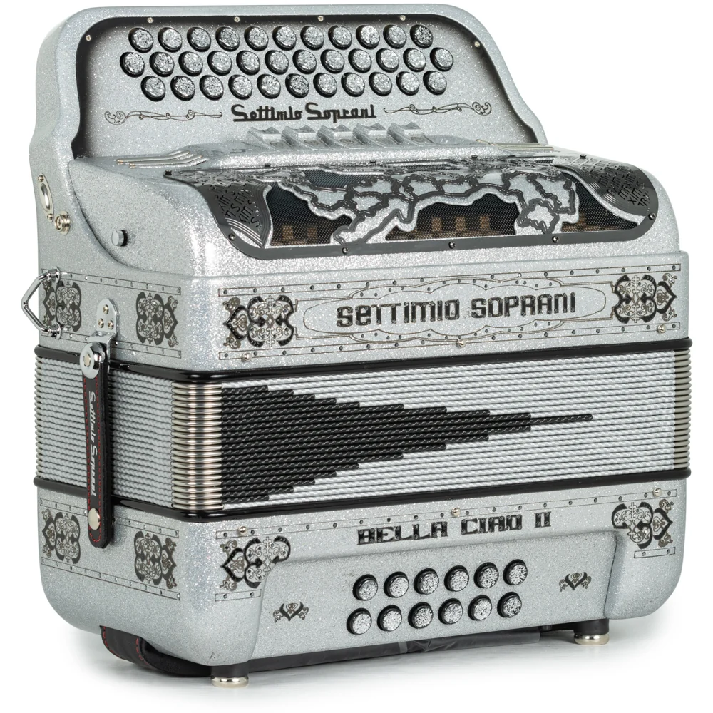 Settimio Soprani Bella Ciao II 5 Switch Accordion FBE in Silver Glitter with Black - Image 4
