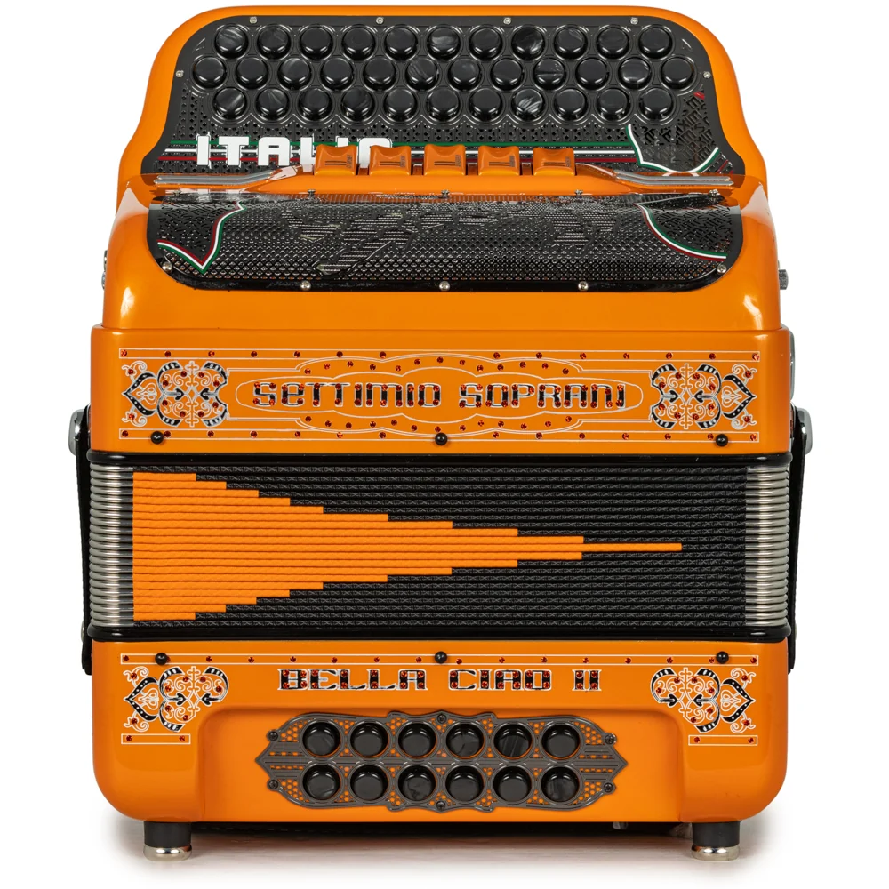 Settimio Soprani Bella Ciao II Ultra Compact 5 Switch Accordion EAD in Orange and Black - Image 3